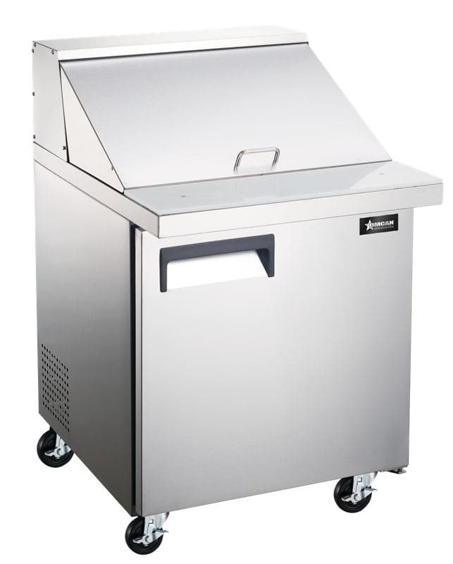 Omcan 50049 28″ One (1) Door Mega Top Refrigerated Prep Table, 7 cu.ft. (198 L), Stainless Steel, Right Hand Opening
