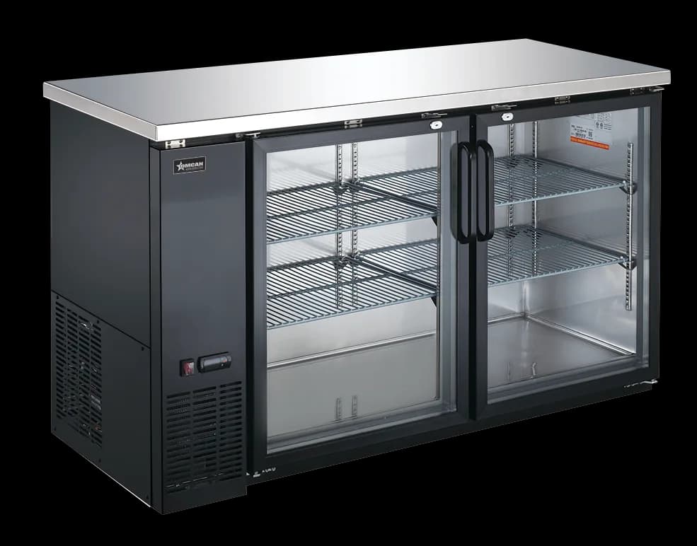 Omcan 50060 Refroidisseur d’arrière-bar de 60″ à deux (2) portes vitrées avec serrure, 15,8 pi³ (446 L)