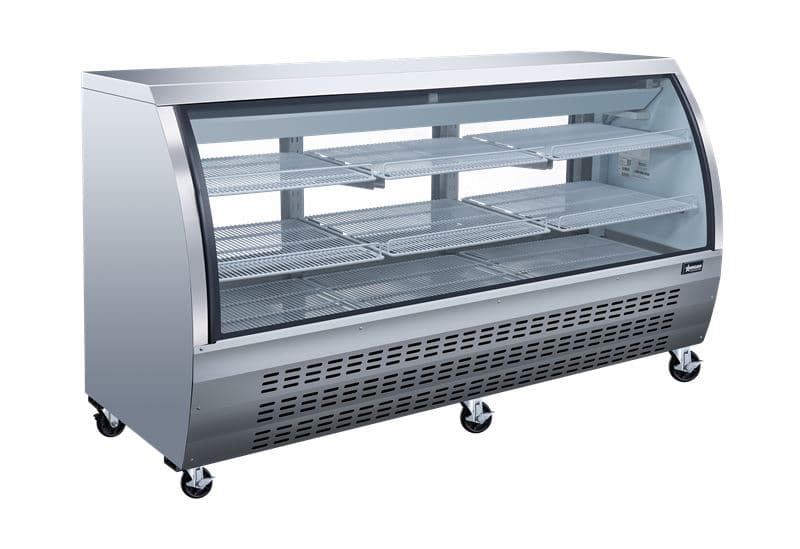 Omcan 50080 Vitrine réfrigérée sur pied de 82″ à deux (2) tablettes, 32 pi³ (903 L), acier inoxydable