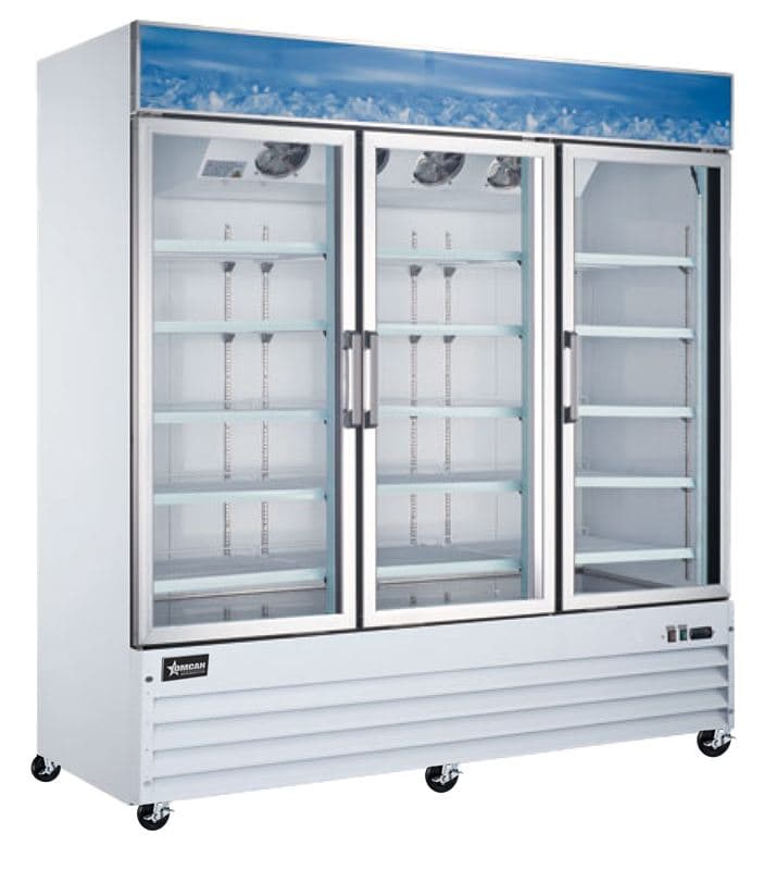 Omcan 50087 Congélateur de 80″ à trois (3) portes vitrées, 52,3 pi³ (1 480 L), blanc
