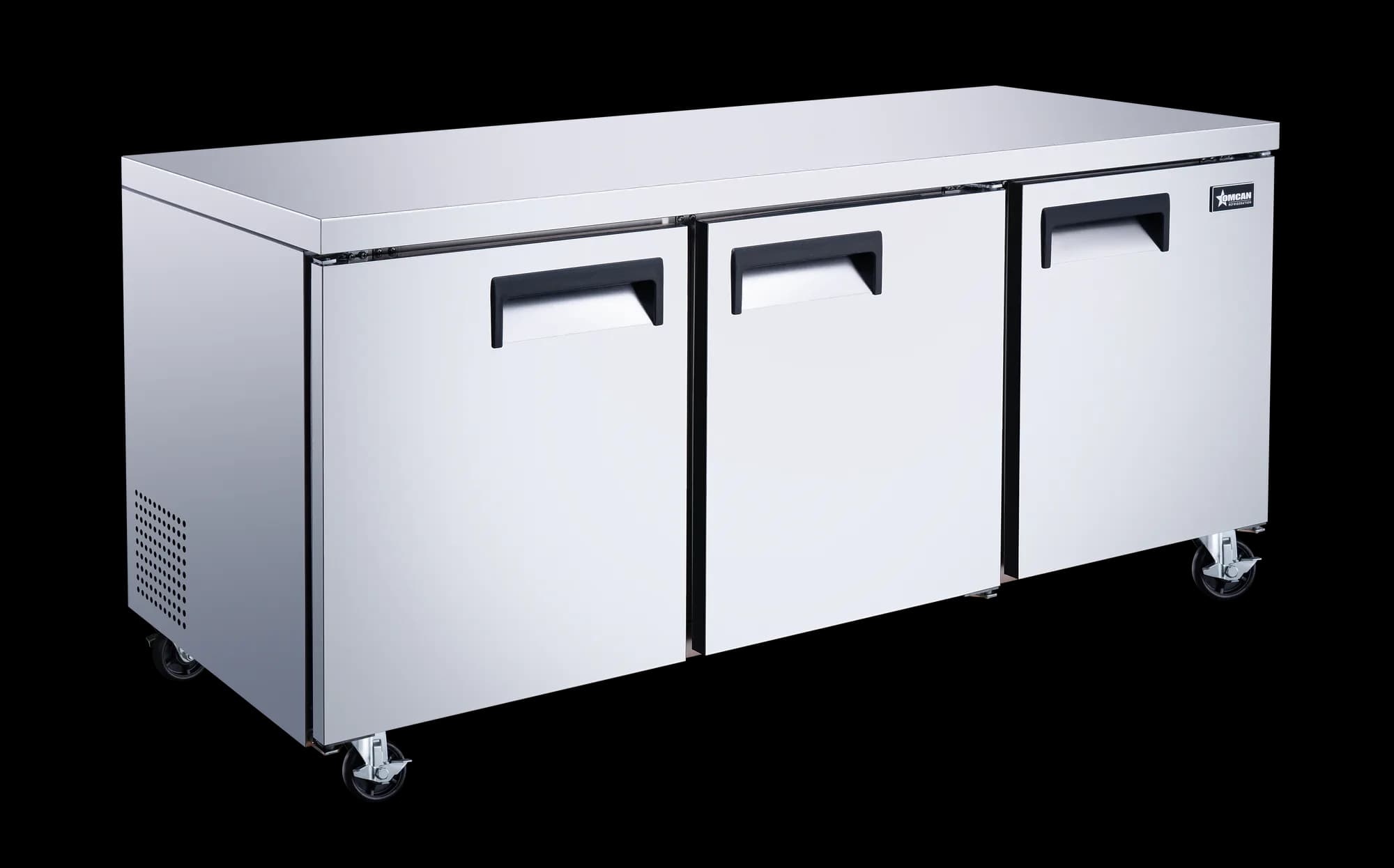 Omcan 50091 Réfrigérateur sous comptoir de 72″ à trois (3) portes, 15,5 pi³ (440 L), acier inoxydable