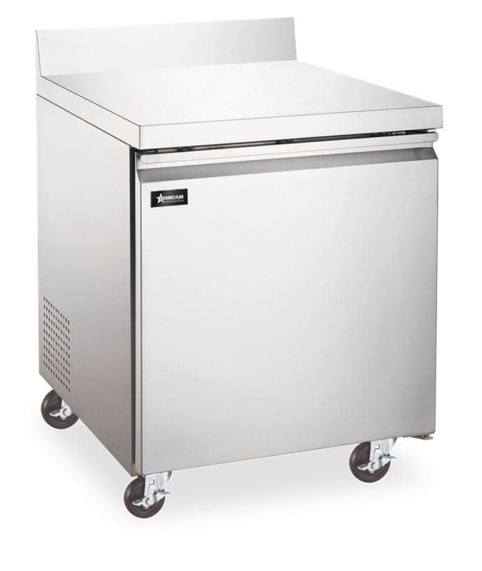 Omcan 50094 27″ One (1) Door Worktop Freezer with Backsplash, 5 cu.ft. (154L), Stainless Steel
