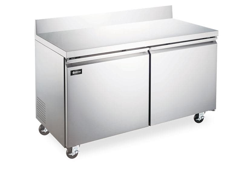 Omcan 50098 60″ Two (2) Door Worktop Freezer With Backsplash, 15 cu.ft. (425 Liter), Stainless Steel