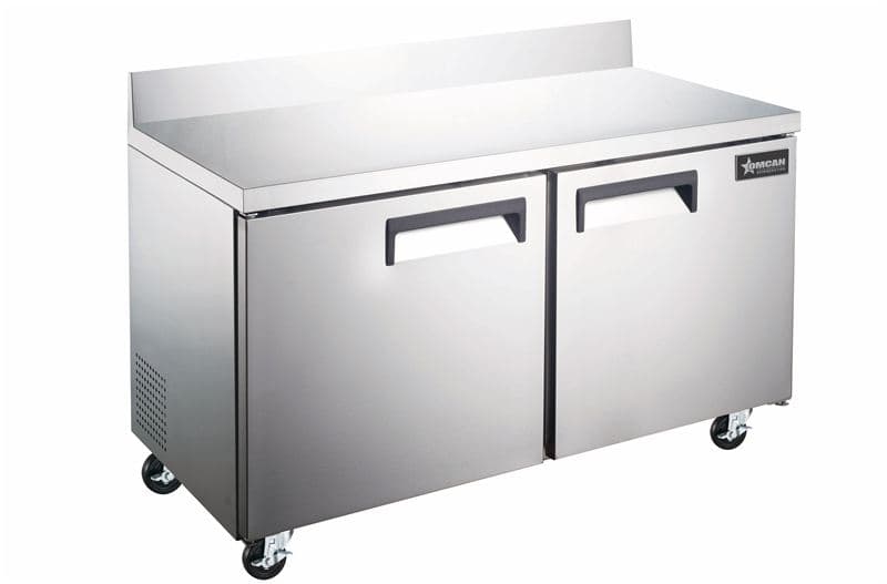 Omcan 50099 Réfrigérateur de travail de 60″ à deux (2) portes avec dosseret, 15 pi³ (425 L), acier inoxydable