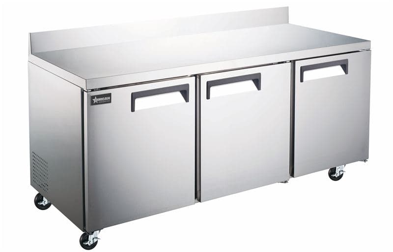 Omcan 50100 Réfrigérateur de travail de 72″ à trois (3) portes avec dosseret, 17 pi³ (481 L), acier inoxydable