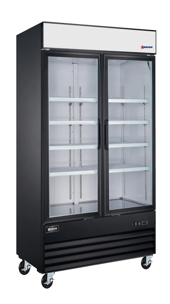Omcan 50128 Réfrigérateur vitrine de 40″ à deux (2) portes vitrées battantes, 31,5 pi³ (892 L), noir