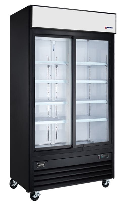 Omcan 50131 40" Two (2) Sliding Glass Door Display Refrigerator, 31.5 cu.ft. (892 L), Black