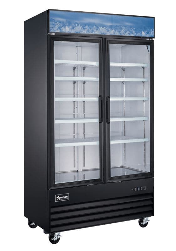 Omcan 51031 Congélateur vitrine de 49″ à deux (2) portes vitrées, 29 pi³ (821 L), noir