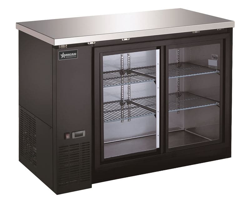 Omcan 51058 Refroidisseur d’arrière-bar de 48″ à deux (2) portes vitrées coulissantes, 11,8 pi³ (335 L)