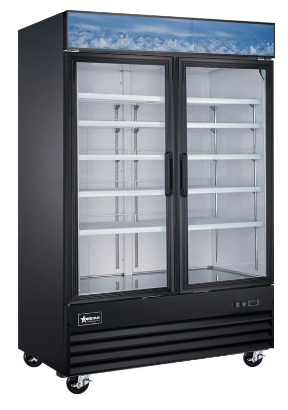 Omcan 51075 Congélateur vitrine de 53″ à deux (2) portes vitrées, 45 pi³ (1 270 L), noir
