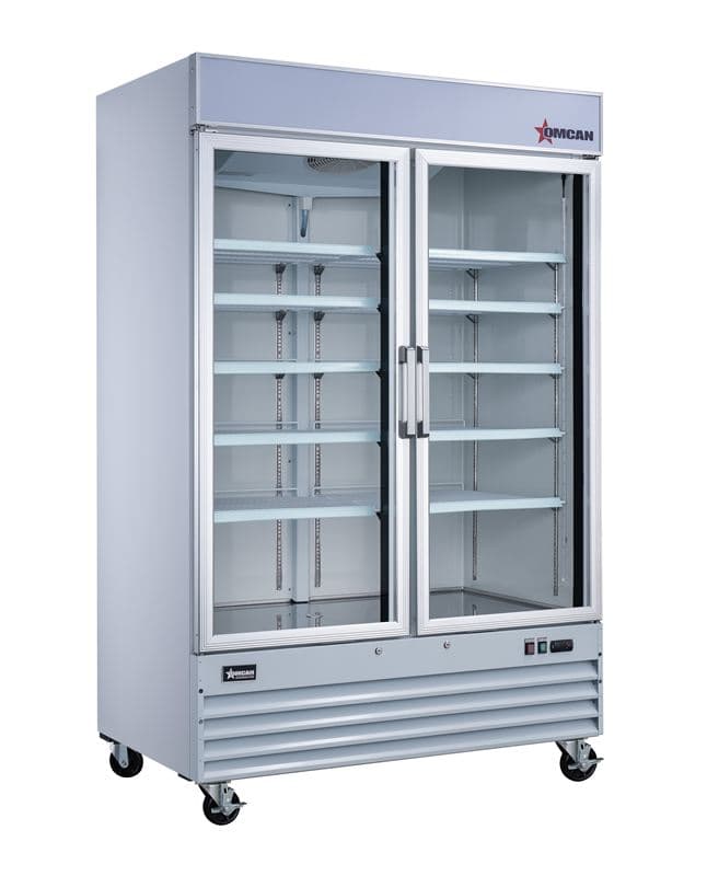 Omcan 52032 Réfrigérateur vitrine de 53″ à deux (2) portes vitrées battantes, 45 pi³ (1 270 L), blanc
