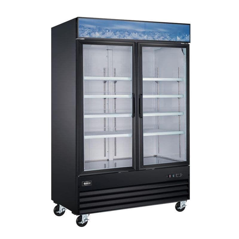 Omcan 53032 Réfrigérateur vitrine de 53″ à deux (2) portes vitrées battantes, 45 pi³ (1 270 L), noir