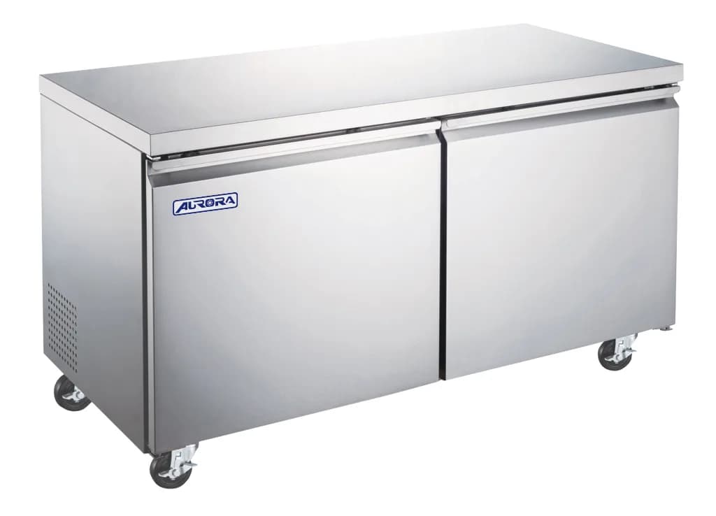 Omcan 59092 Congélateur sous comptoir Aurora de 60″ à deux (2) portes, 15 pi³ (425 L), acier inoxydable
