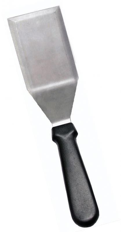 Omcan 80035 Spatule à hamburger de cuisine en acier inoxydable de 5 1/8″ x 2 7/8″ avec poignée noire