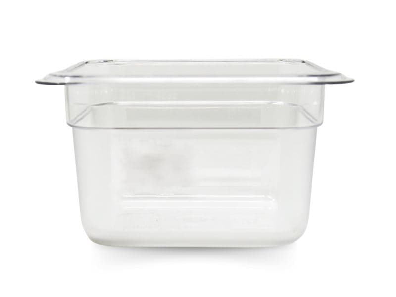 Omcan 80040 Bac alimentaire transparent en polycarbonate GN 1/6 (sixième), profondeur de 4″