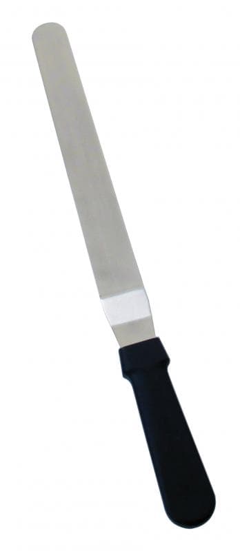 Omcan 80143 Spatule à glacer / à pâtisserie coudée en acier inoxydable avec lame de 8 1/2″ x 1 1/2″ et poignée noire en plastique
