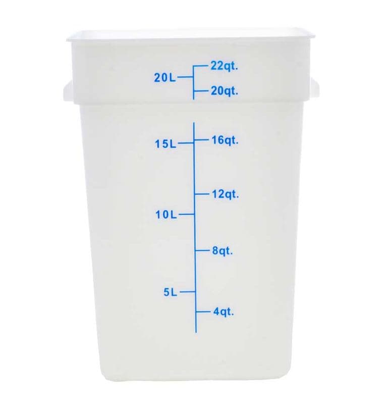 Omcan 80196 Contenant alimentaire carré de 22 pintes en polypropylène blanc