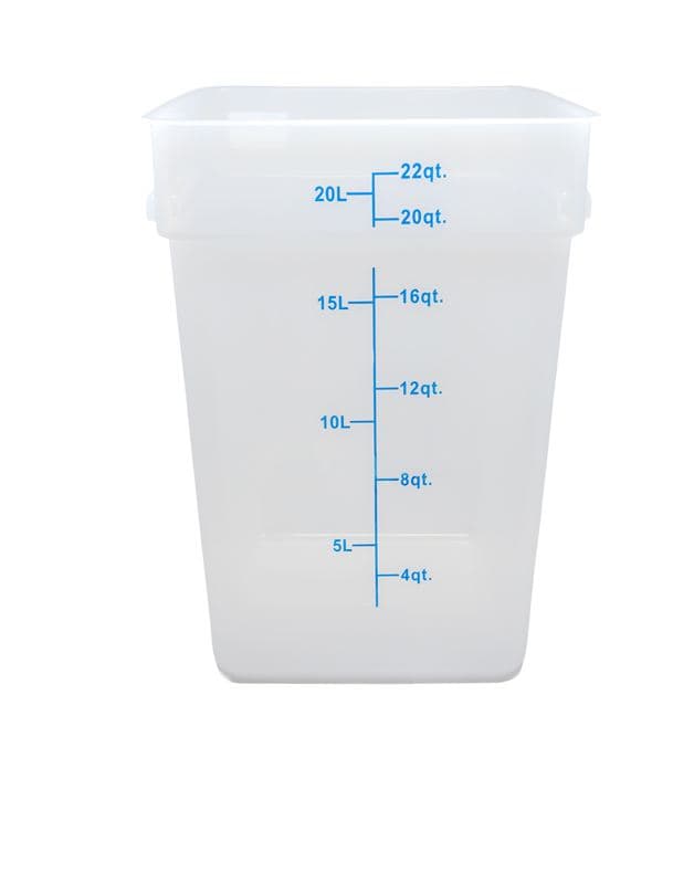 Omcan 80197 Contenant alimentaire carré de 22 pintes en polypropylène translucide