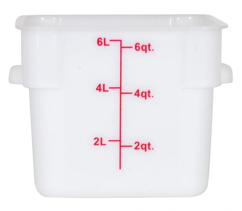 Omcan 80204 Contenant alimentaire carré de 6 pintes en polypropylène blanc