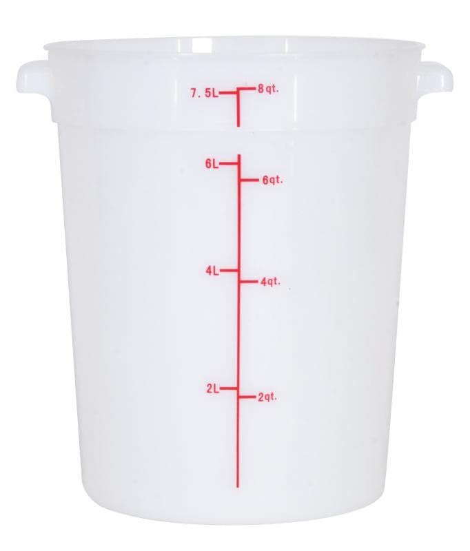 Omcan 80210 Contenant alimentaire rond de 8 pintes en polypropylène blanc