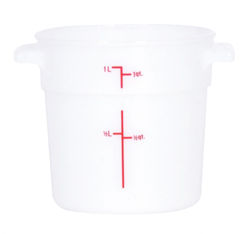 Omcan 80230 1 qt Polypropylene White Round Food Storage Container