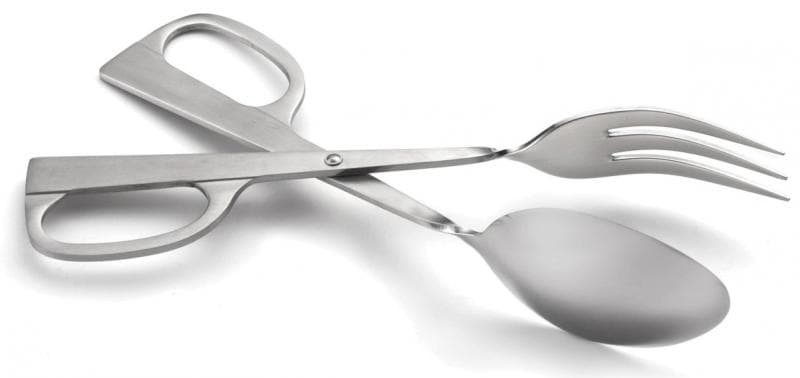 Omcan 80426 Pinces à salade en ciseaux de 10″ en acier inoxydable – fourchette et cuillère