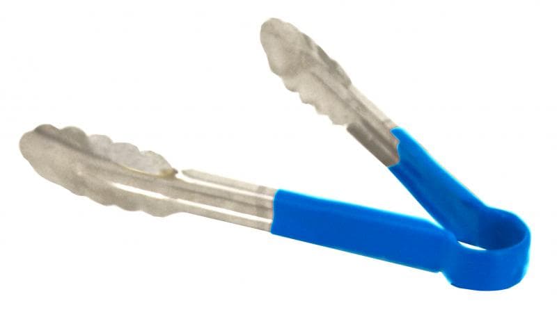 Omcan 80538 9" Heavy-Duty Utility Tongs with Blue Plastic Handle