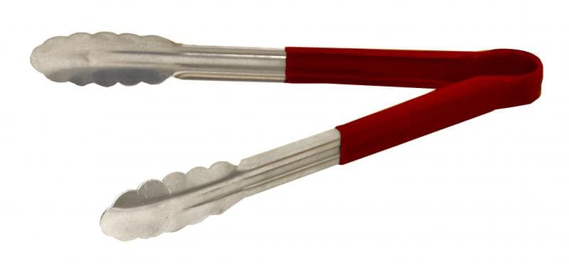 Omcan 80546 12" Heavy-Duty Utility Tongs with Red Plastic Handle