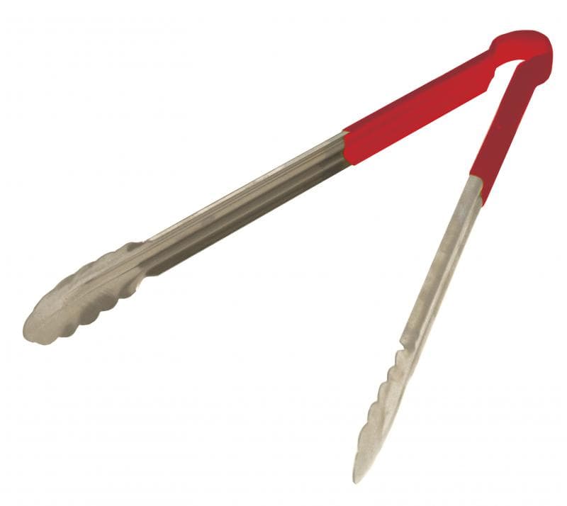 Omcan 80551 16" Heavy-Duty Utility Tongs with Red Plastic Handle