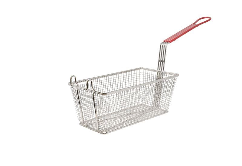 Omcan 80556 Panier à friteuse en fer nickelé de 13″ x 6 1/2″ x 5″ avec poignée rouge