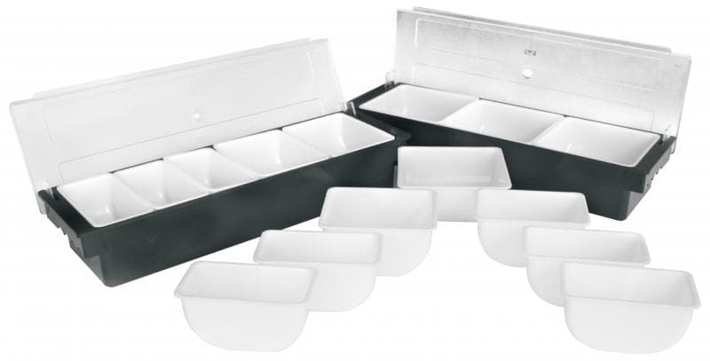 Omcan 80595 White Inserts for Plastic 5-Compartment Condiment holder with clear cover
