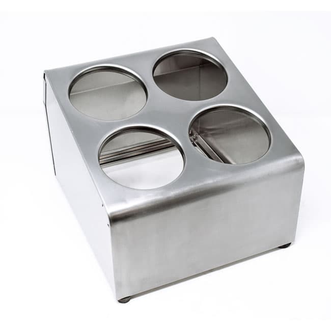 Omcan 80816 Stainless Steel Flatware Cylinder – 4 holes / 2 tier holder