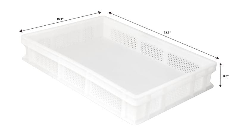 Omcan 81142 23.6” x 15.7” x 3.9″ Polypropylene Pasta Tray with Solid Base and Perforated Sides