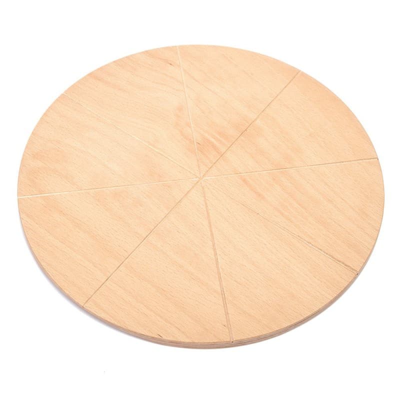 Omcan 81217 Planche à pizza ronde Linea Dori en bois de hêtre de 16″ x 16″, 8 parts gravées, épaisseur de 0,5″