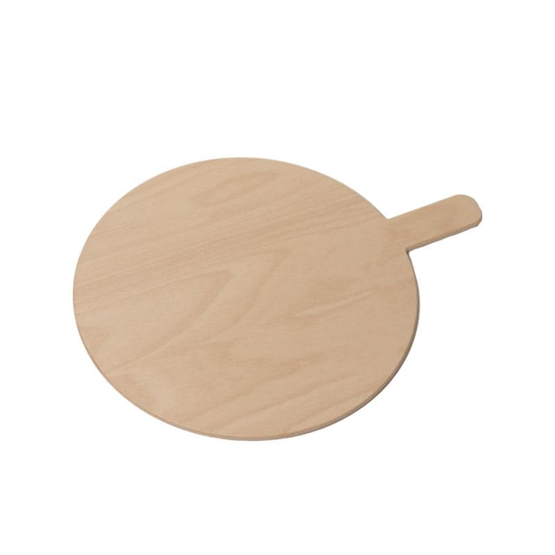 Omcan 81222 Planche de service à pizza ronde Linea Dori en bois de hêtre de 20″ x 20″, épaisseur de 0,3″, avec poignée de 4″