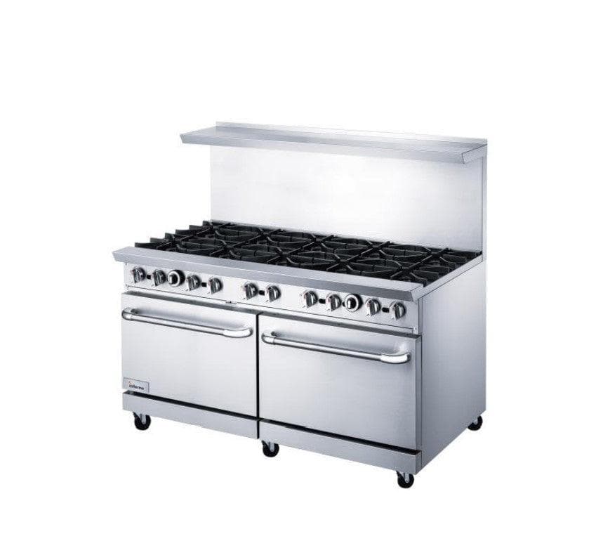 Cuisinière à gaz de restaurant de 60″ avec 10 brûleurs ouverts