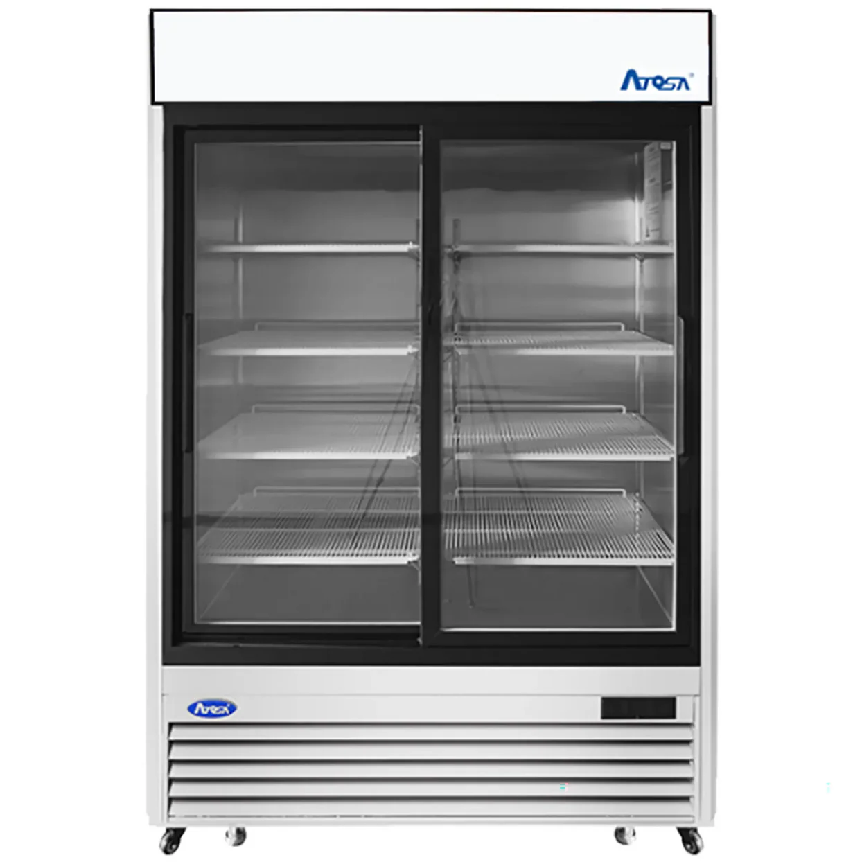 Atosa MCF8709GR Réfrigérateur vitré en acier inoxydable à deux portes coulissantes de 54″ de large