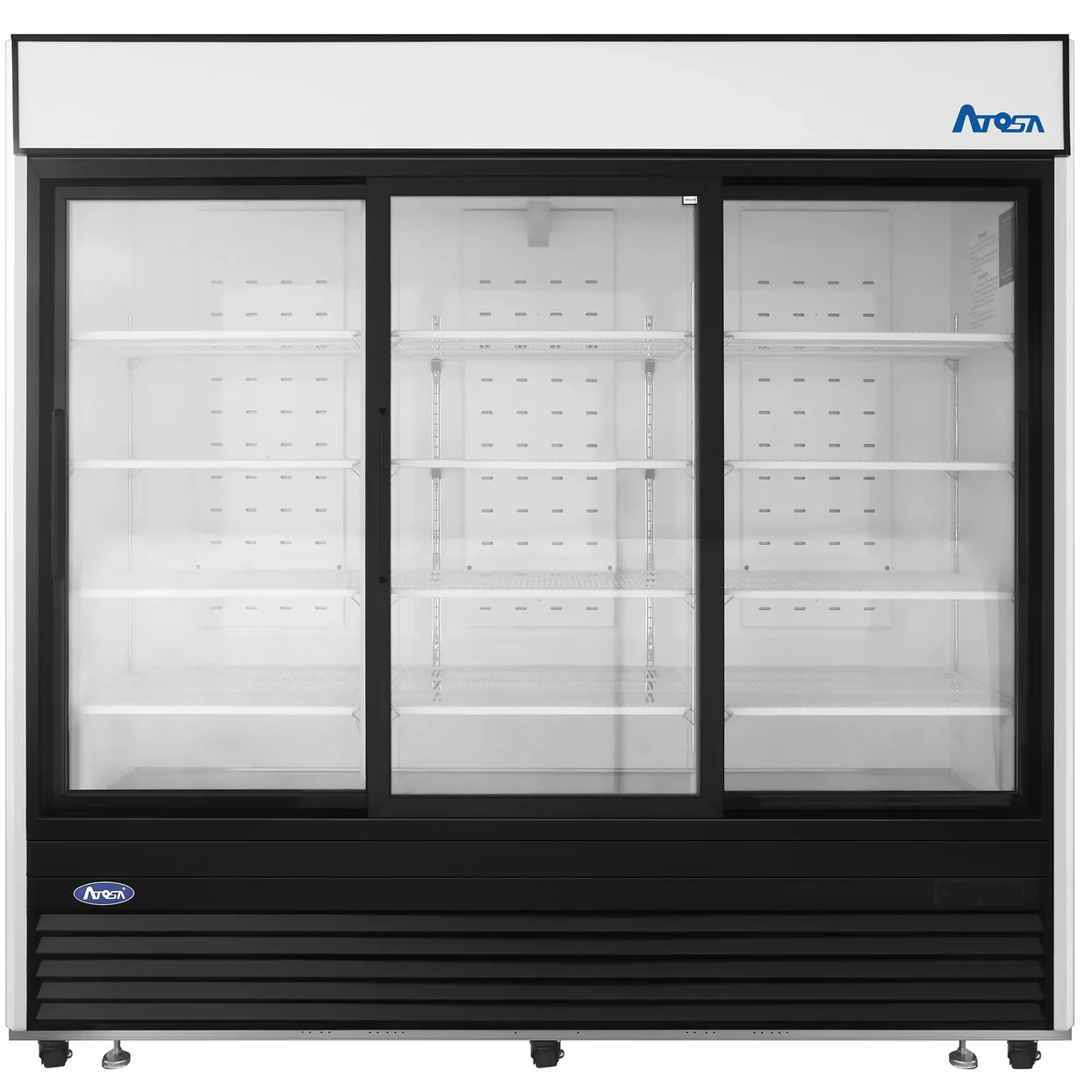 Atosa MCF8729GR Réfrigérateur vitré à trois portes vitrées coulissantes de 82″ de large