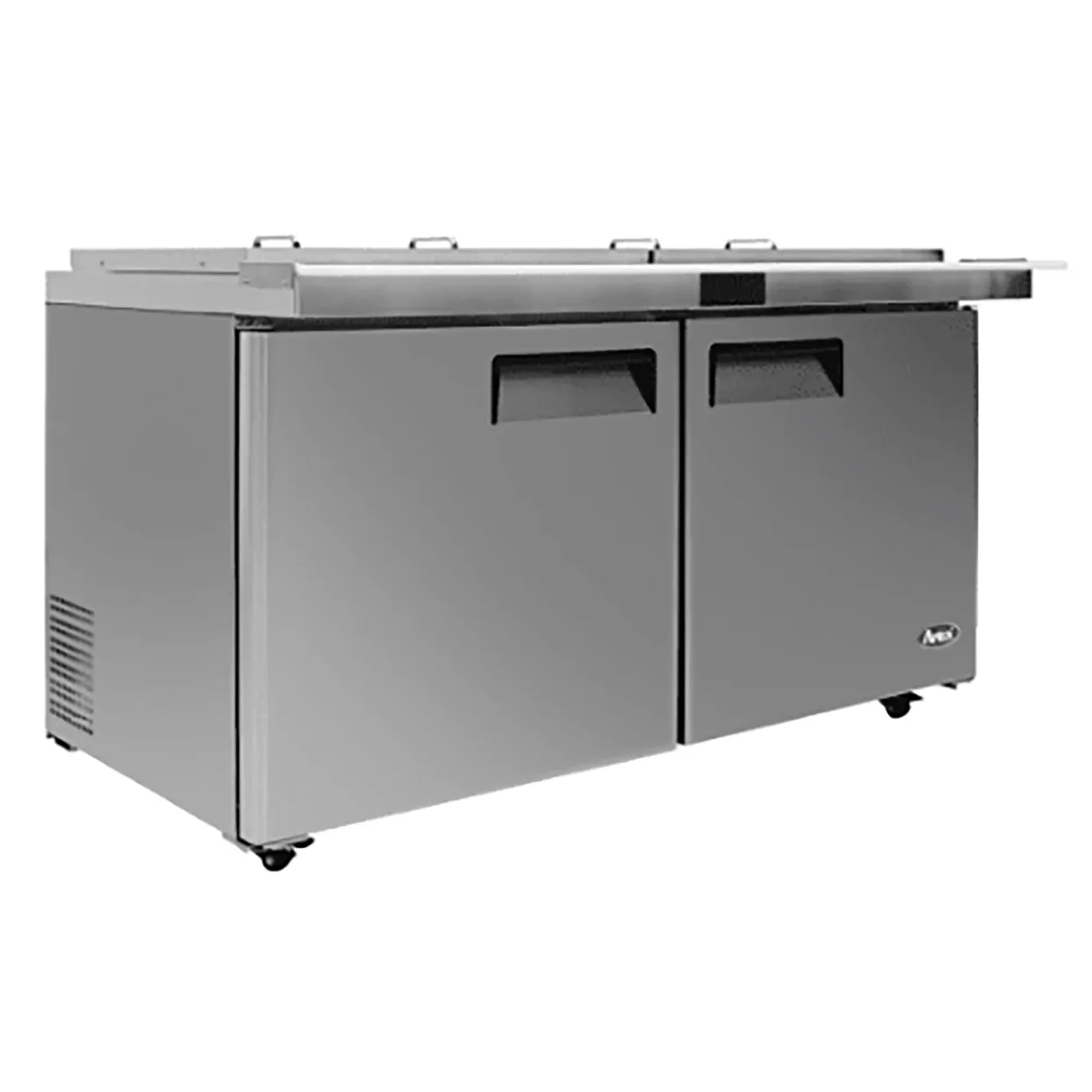 Atosa MSF8307GR-NTCV Table de préparation réfrigérée à sandwichs, mega top, à deux portes de 60″ avec couvercle de nuit
