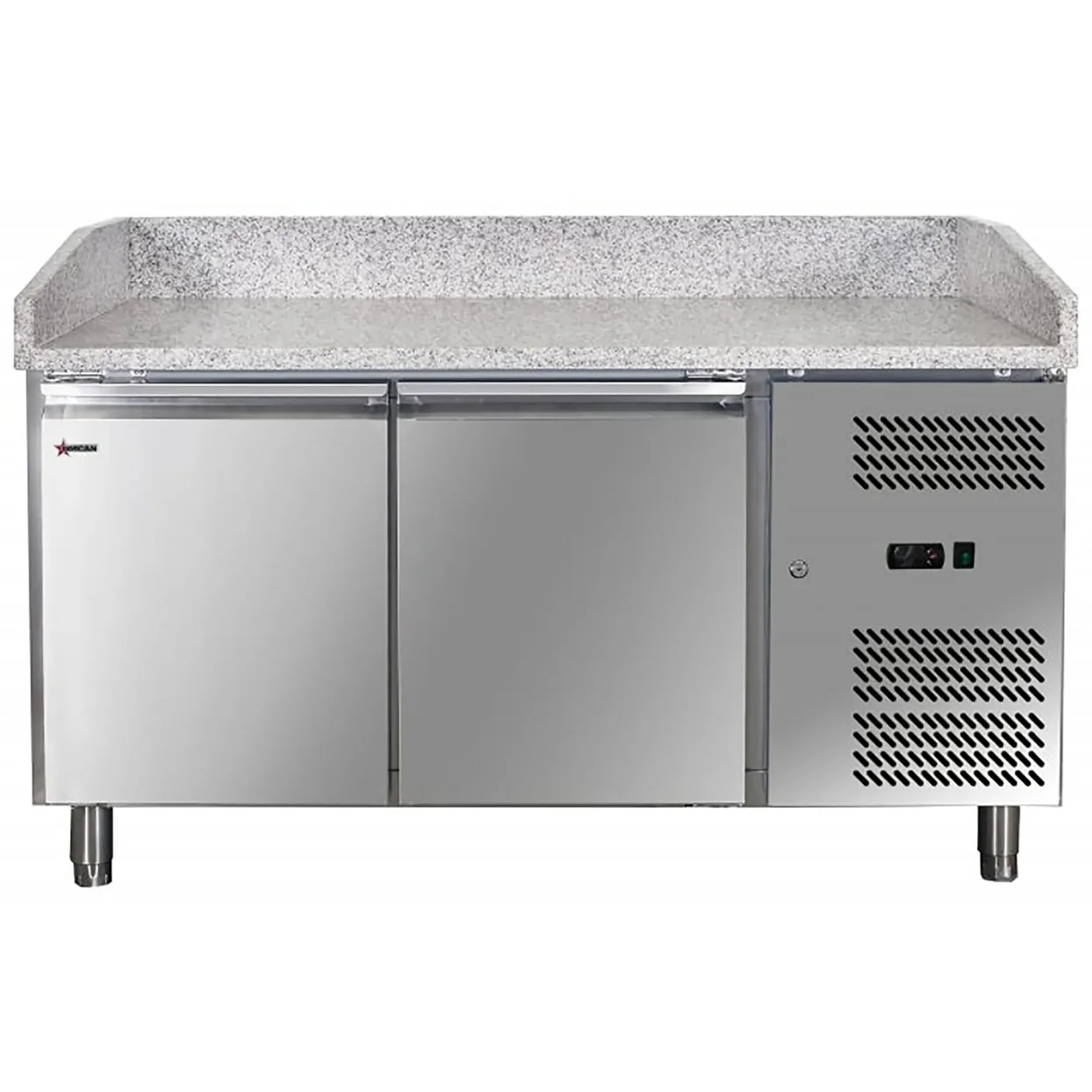 Omcan 39592 Double Door 59″ Granite Top Refrigerated Pizza Prep Table