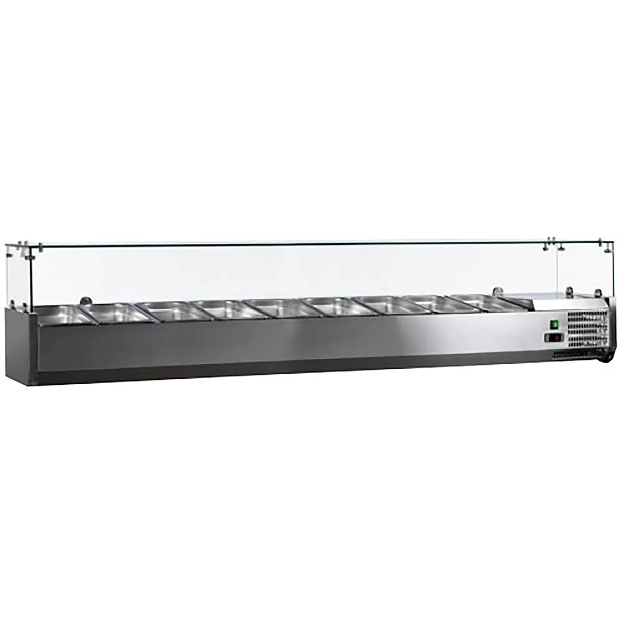 Omcan 46680 Rail à garnitures réfrigéré de 79″ avec pare-haleine en verre