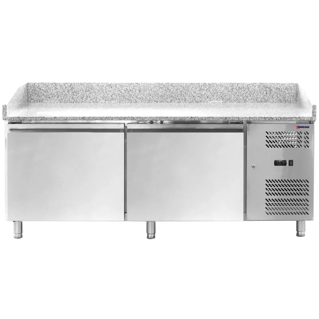 Omcan 48621 Double Door 80″ Granite Top Refrigerated Pizza Prep Table