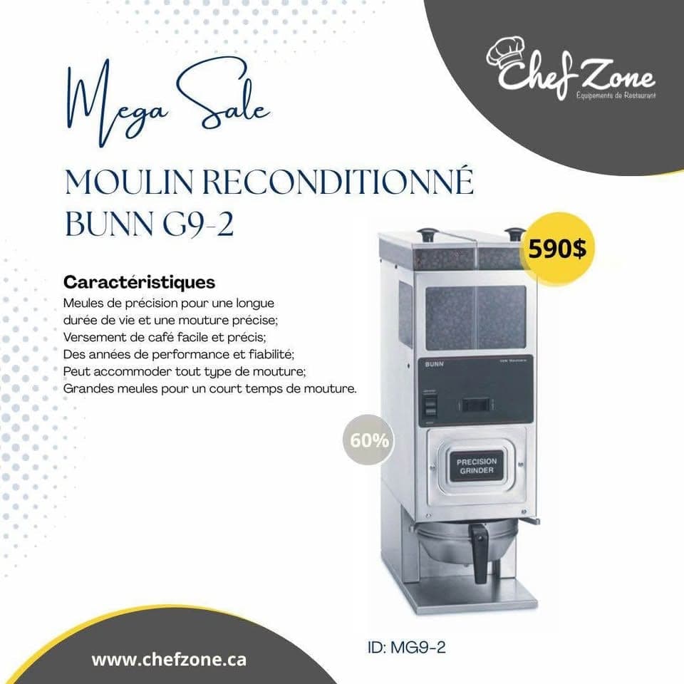 Bunn G9-2 Portion Control Coffee Grinder, Refurbished (Used)